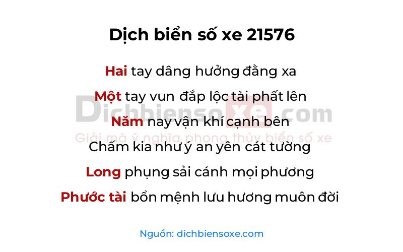 Dịch thơ biển số 21576