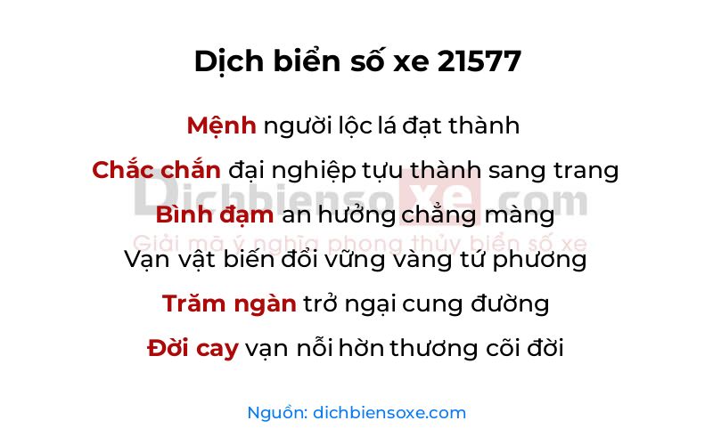 Dịch thơ biển số 21577