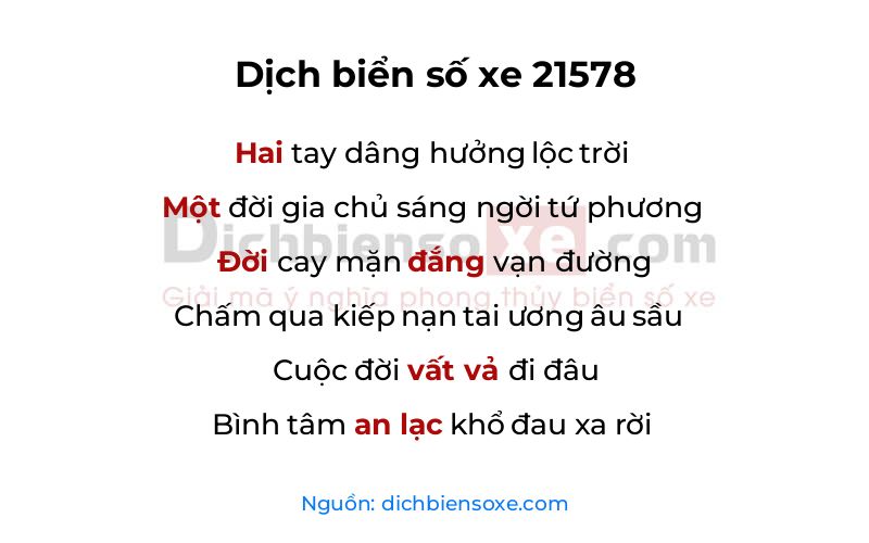Dịch thơ biển số 21578