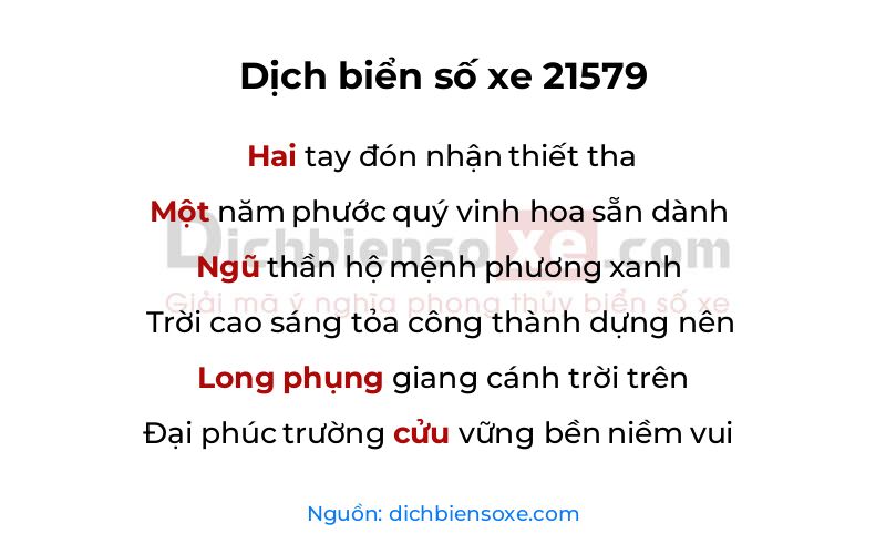 Dịch thơ biển số 21579