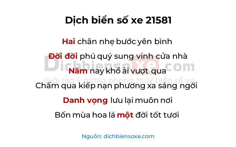 Dịch thơ biển số 21581