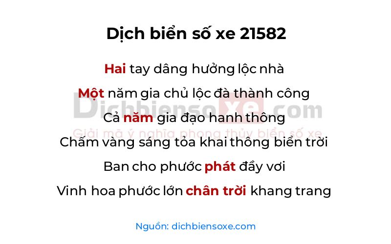 Dịch thơ biển số 21582