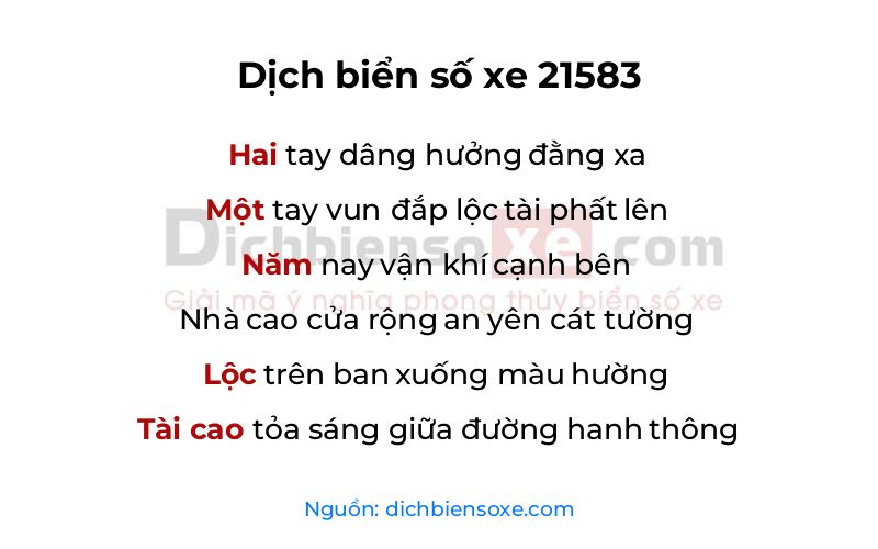 Dịch thơ biển số 21583