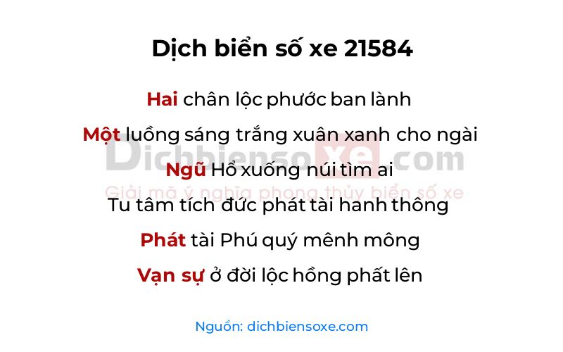 Dịch thơ biển số 21584