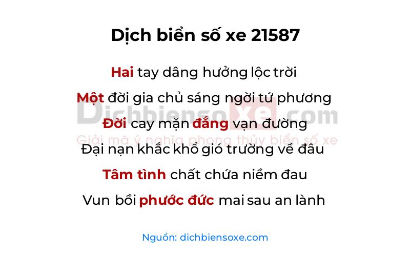 Dịch thơ biển số 21587