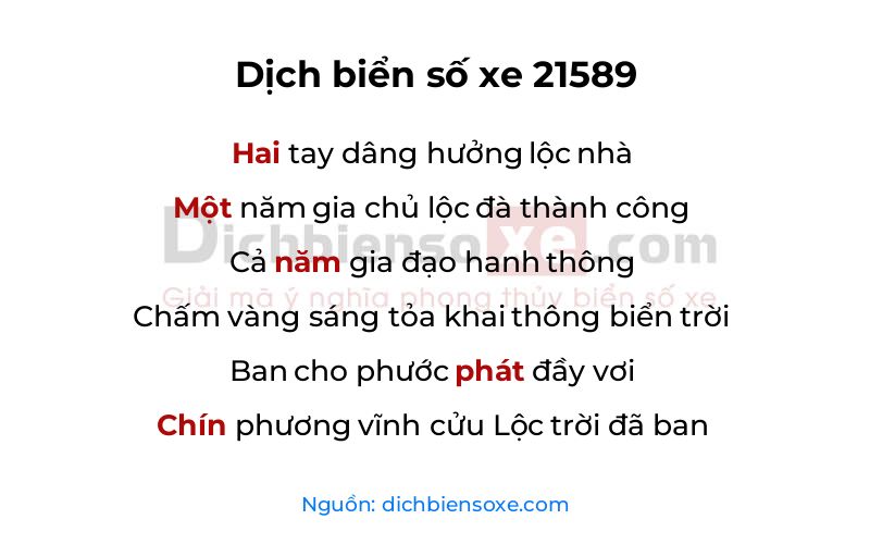 Dịch thơ biển số 21589