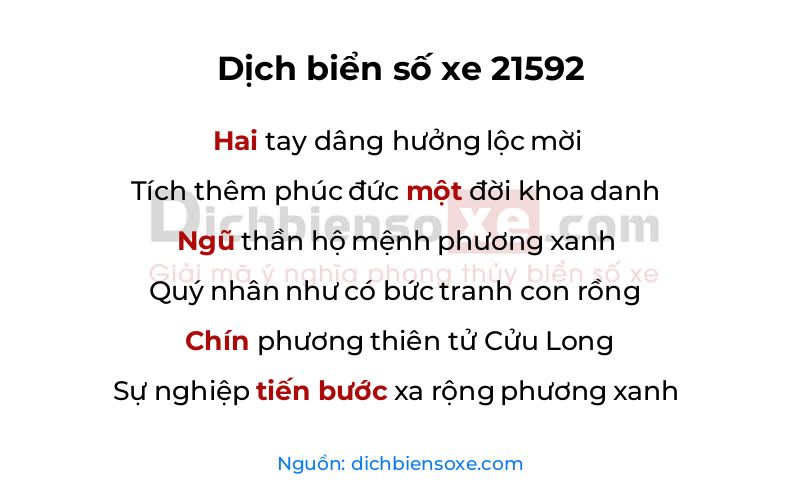 Dịch thơ biển số 21592