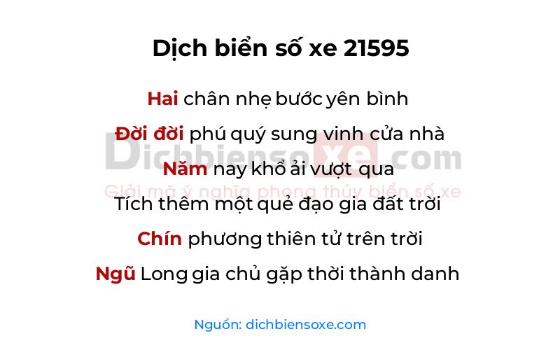 Dịch thơ biển số 21595