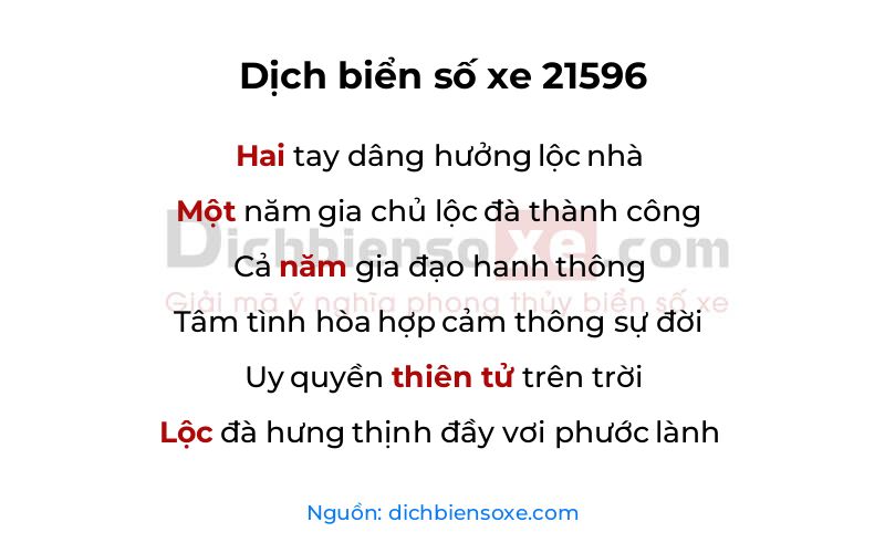 Dịch thơ biển số 21596