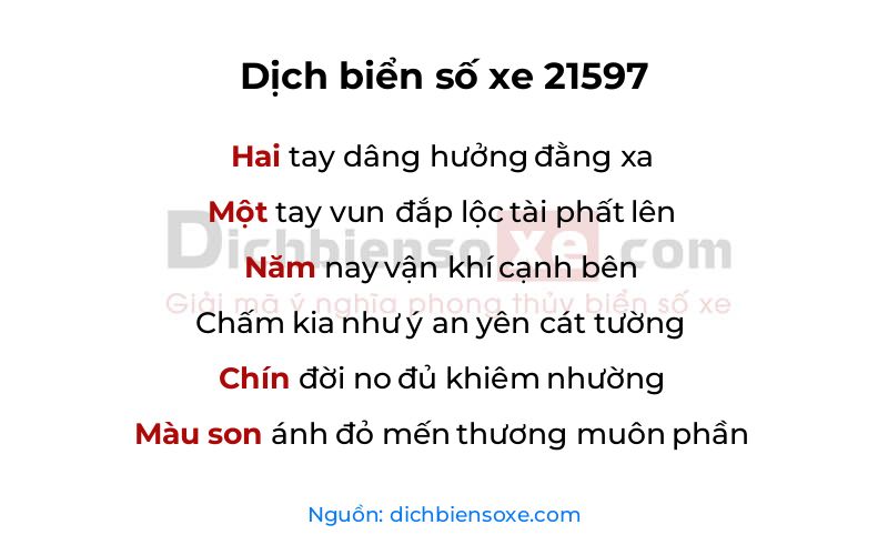 Dịch thơ biển số 21597