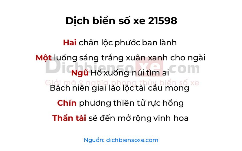 Dịch thơ biển số 21598