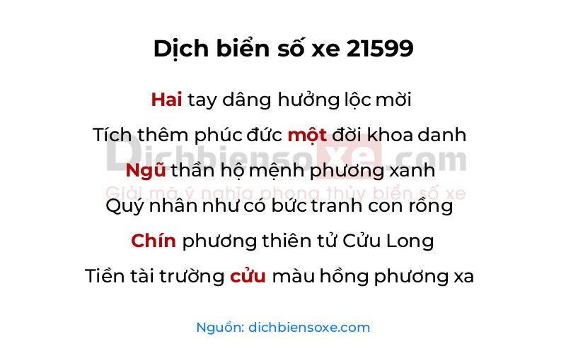 Dịch thơ biển số 21599