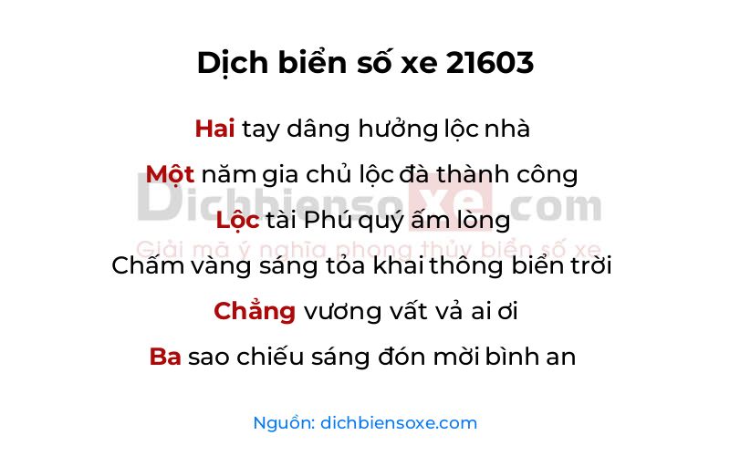 Dịch thơ biển số 21603