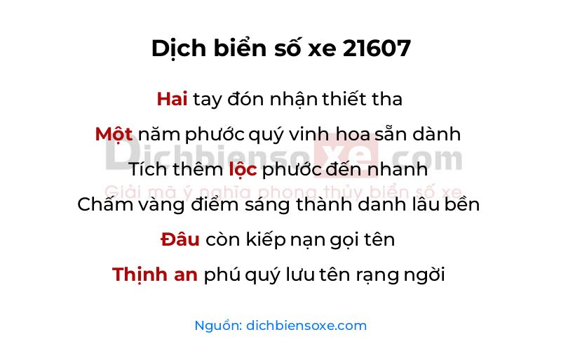 Dịch thơ biển số 21607