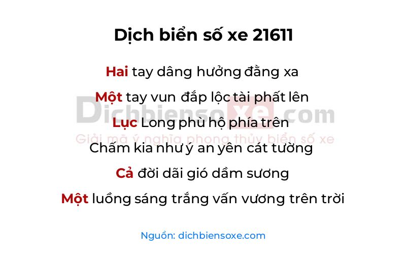 Dịch thơ biển số 21611
