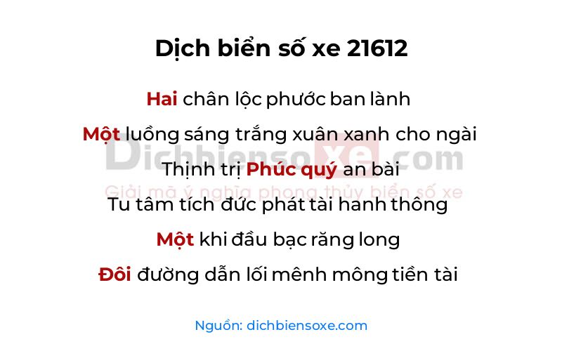 Dịch thơ biển số 21612