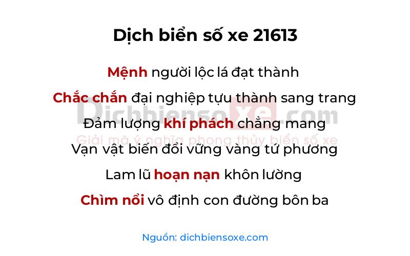 Dịch thơ biển số 21613