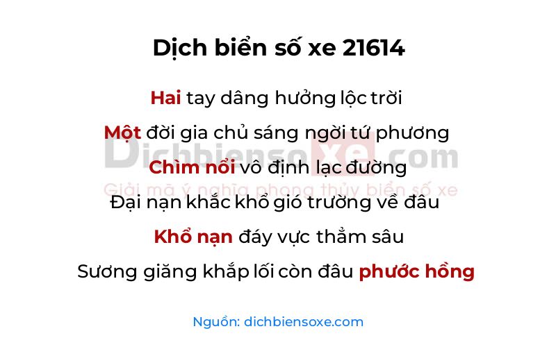 Dịch thơ biển số 21614