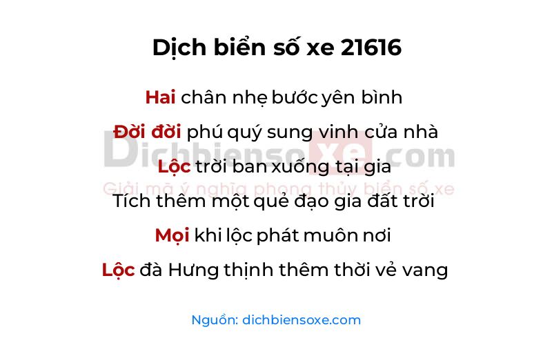Dịch thơ biển số 21616