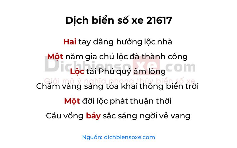 Dịch thơ biển số 21617