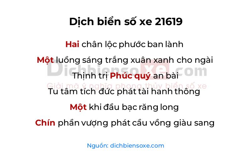 Dịch thơ biển số 21619