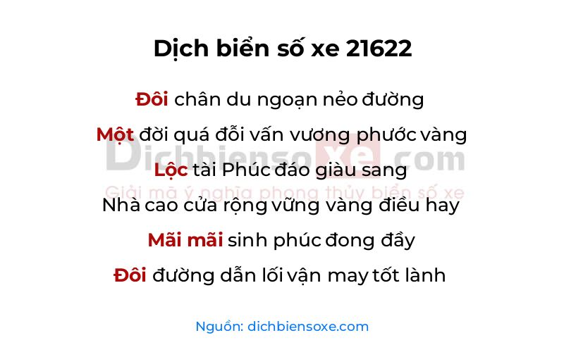 Dịch thơ biển số 21622
