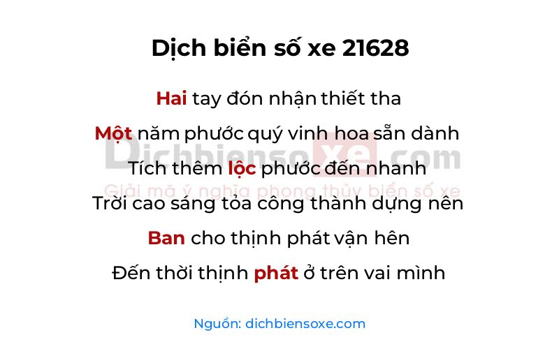 Dịch thơ biển số 21628