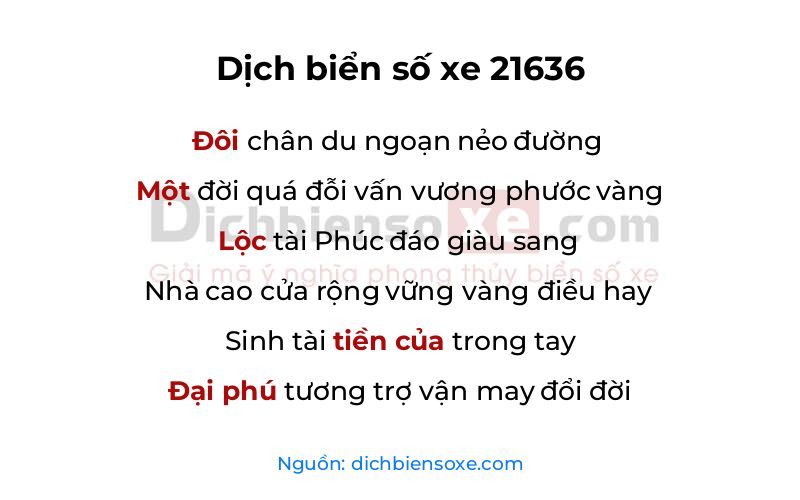 Dịch thơ biển số 21636