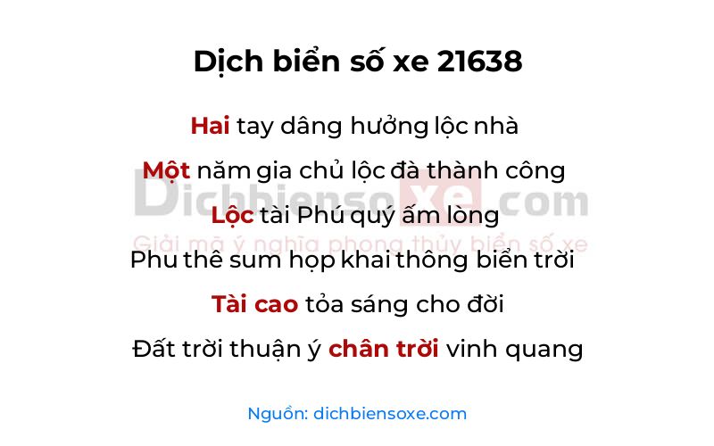 Dịch thơ biển số 21638