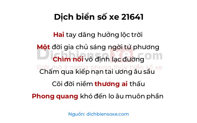 Dịch thơ biển số 21641