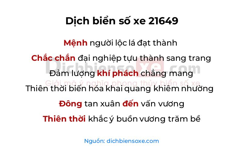 Dịch thơ biển số 21649