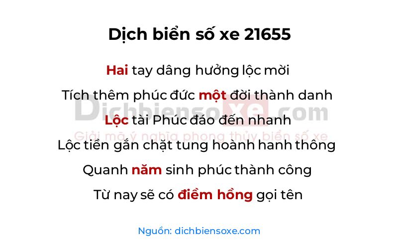 Dịch thơ biển số 21655