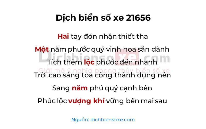 Dịch thơ biển số 21656