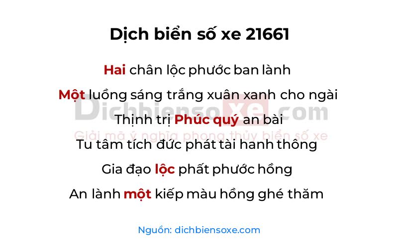 Dịch thơ biển số 21661