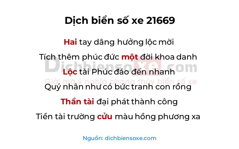 Dịch thơ biển số 21669