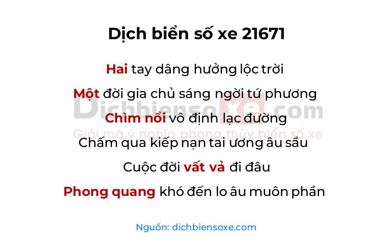 Dịch thơ biển số 21671