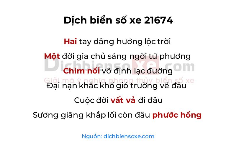 Dịch thơ biển số 21674