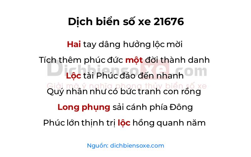 Dịch thơ biển số 21676