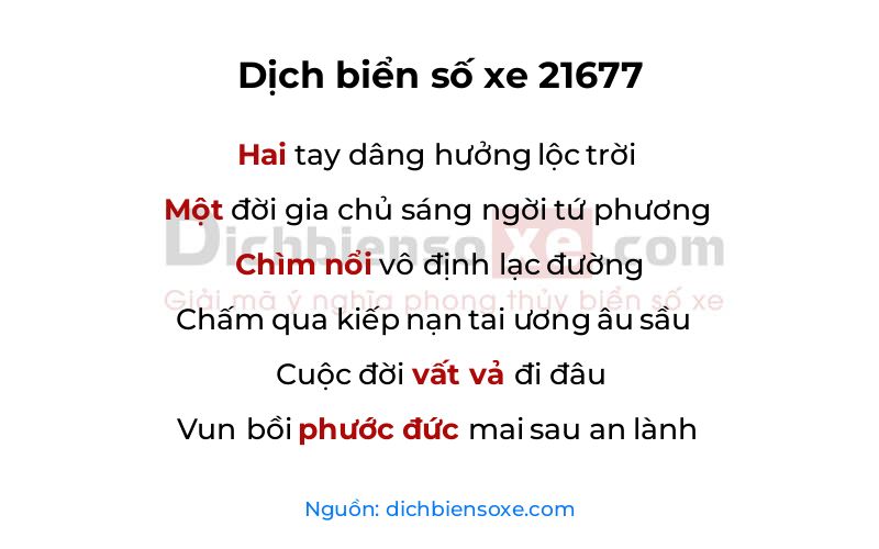 Dịch thơ biển số 21677