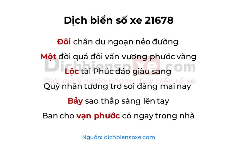 Dịch thơ biển số 21678