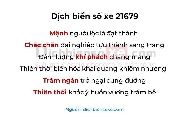 Dịch thơ biển số 21679