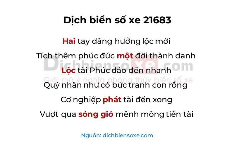 Dịch thơ biển số 21683