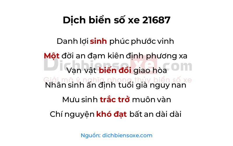 Dịch thơ biển số 21687