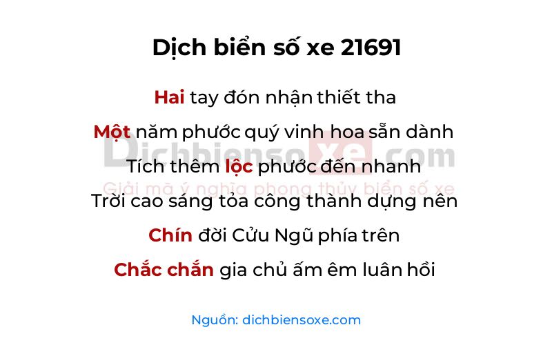 Dịch thơ biển số 21691