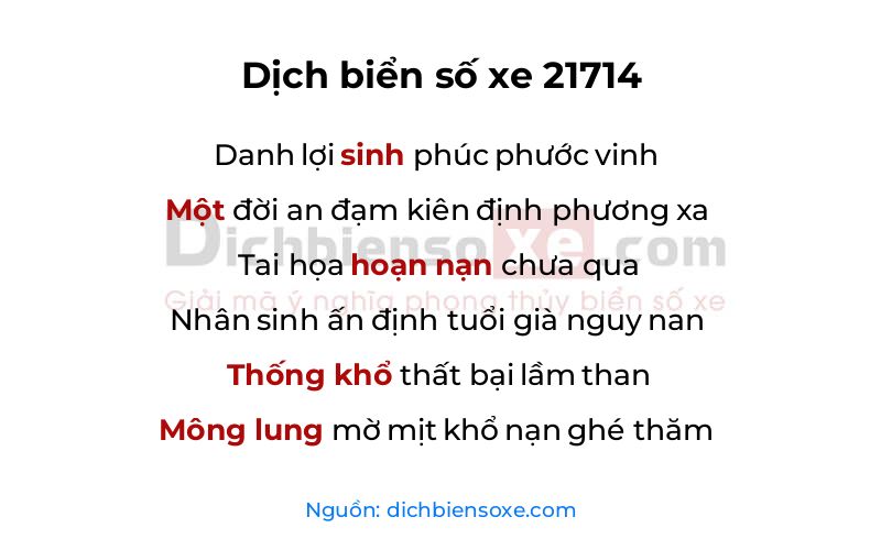 Dịch thơ biển số 21714