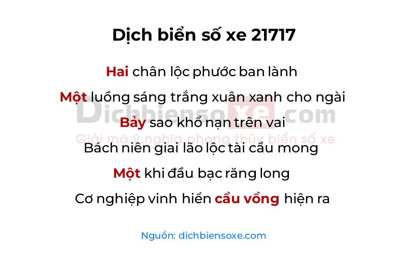 Dịch thơ biển số 21717