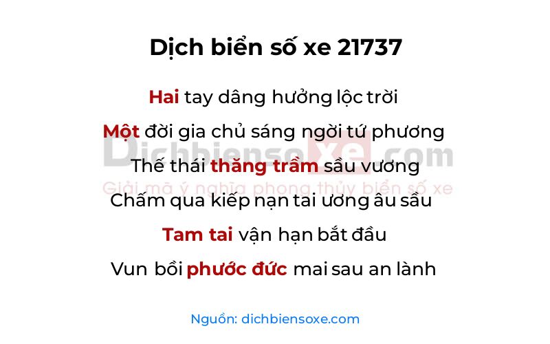Dịch thơ biển số 21737