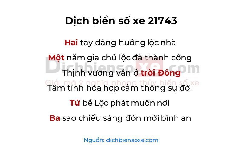 Dịch thơ biển số 21743