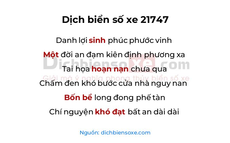 Dịch thơ biển số 21747