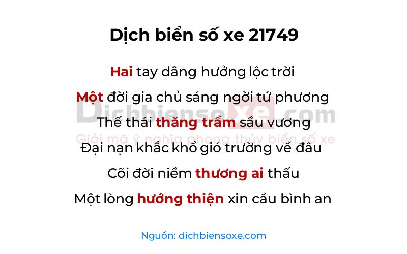 Dịch thơ biển số 21749